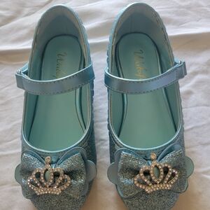 Blue Glitter Kids Shoes with Crown Detail